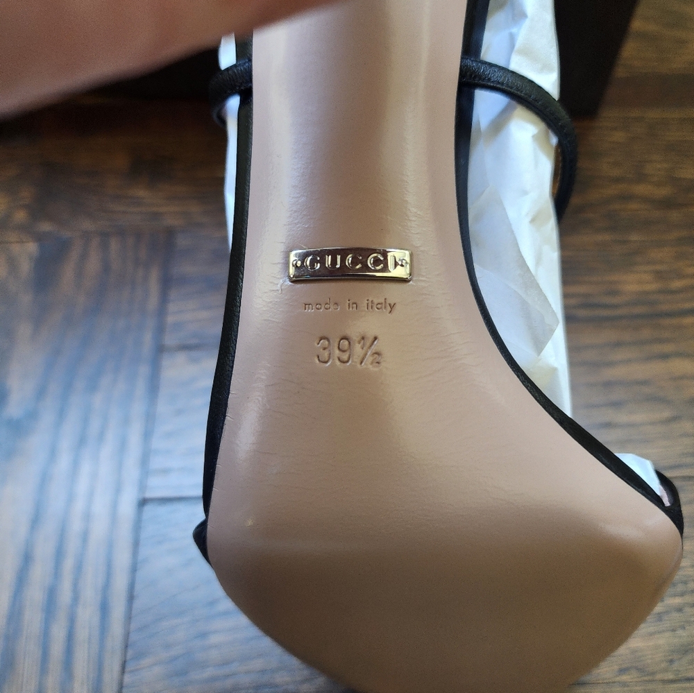 Brand New Gucci Women High Heel Nappa Charlotte Sandals GG Interlocking 9.5 - Picture 13 of 13
